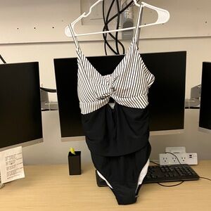 Cupshe Black and White Striped Swimsuit